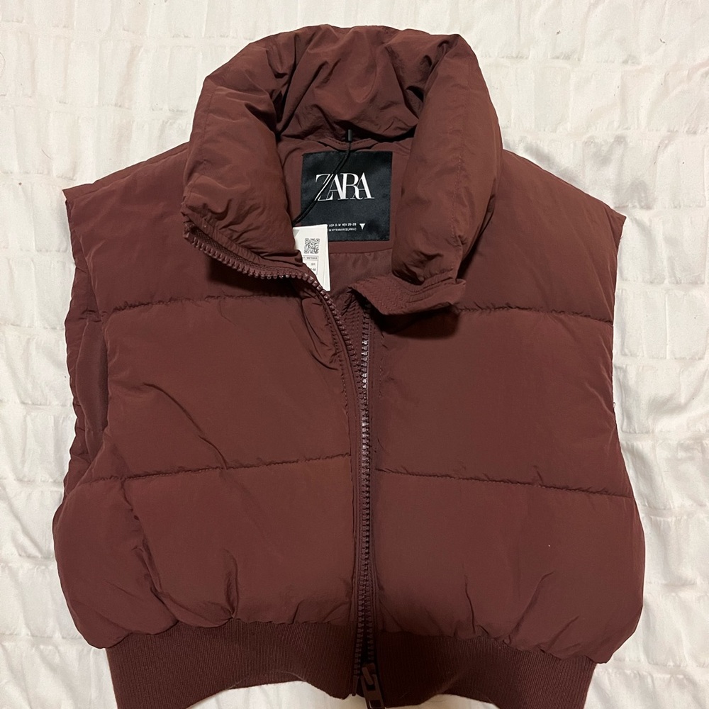 Zara Women's Chocolate Puffer Vest
